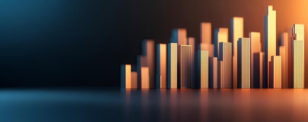 Obraz premium 3D podium with a cityscape made of glowing lines, 3D background podium, futuristic and urban