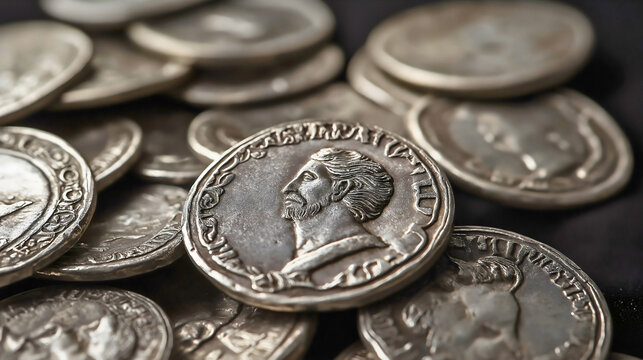 Roman coins, a biblical event where Judas betrayed Jesus for thirty pieces of silver to the Romans.