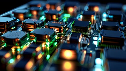 close up of computer circuit board