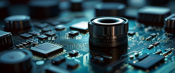 close up of electronic components