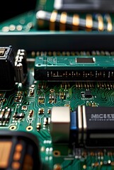 close up of electronic circuit board