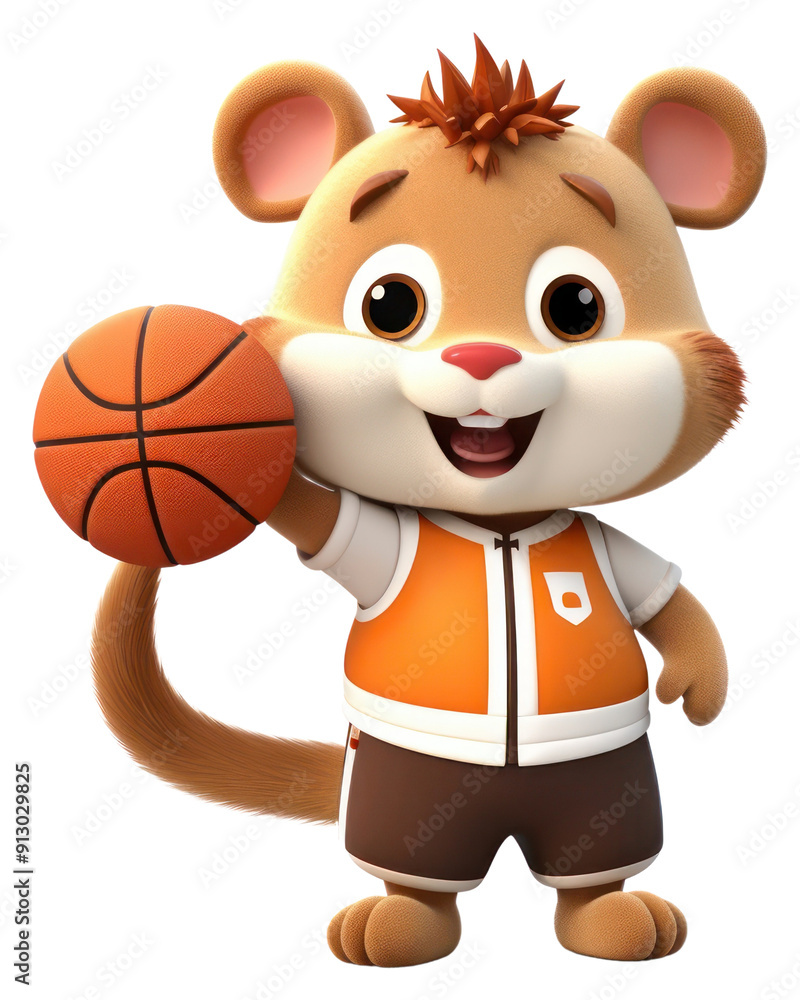 Wall mural PNG Basketball sports hamster cartoon.