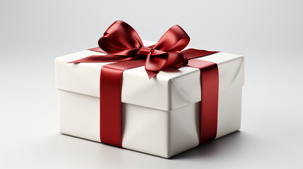 Obraz premium 3d rendering of white gift box with ribbon. generative ai