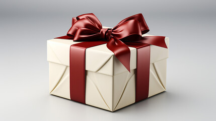 Fototapeta premium 3d rendering of white gift box with ribbon. generative ai