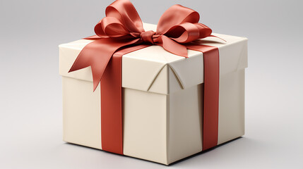 Obraz premium 3d rendering of white gift box with ribbon. generative ai