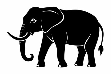 Elephant silhouette, isolated vector of wild animal
