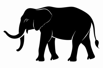 Elephant silhouette, isolated vector of wild animal
