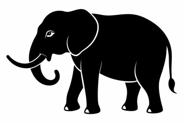 Elephant silhouette, isolated vector of wild animal
