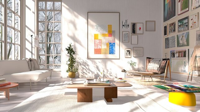 Friends decorating a home, creativity, collaborative design