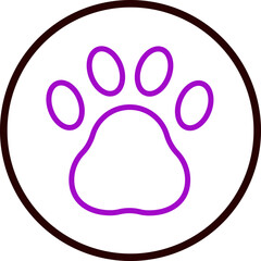 Pawprint Vector Line Purple Circle Black
