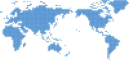 Fototapeta premium Square shape world map on transparent background.