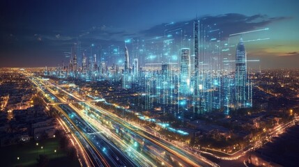 Obraz premium Smart city infrastructure with IoT devices, Tools, Showcasing the Internet of Things in urban planning
