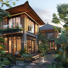Fototapeta premium Balinese Traditional Houses, Harmony with Nature