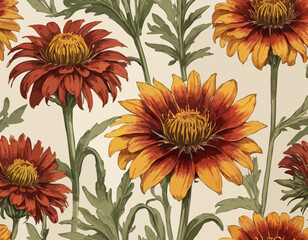 Gaillardia | Antique Flower Illustration
