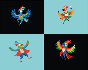 Obraz premium set of dancing parrots