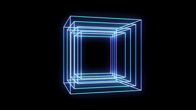 Mesh of multiple cubes inside each other rotating among them,