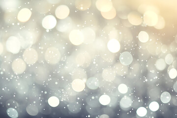 Obraz premium An abstract background of vintage glittering lights in silver and white creates a de-focused, dreamy effect