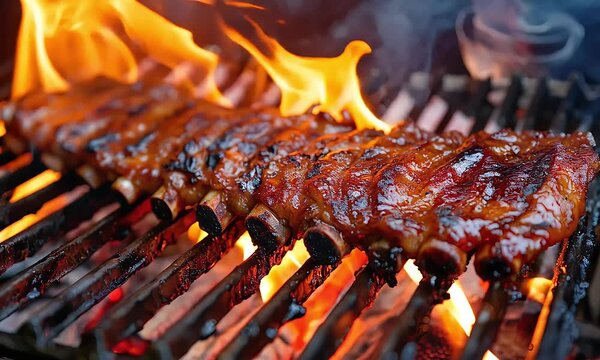 Bbq ribs on the grill (mov)
