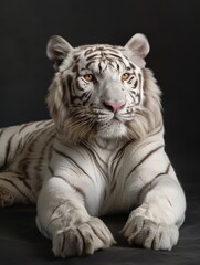 Obraz premium Albino tiger. Studio photography of an animal in white color.