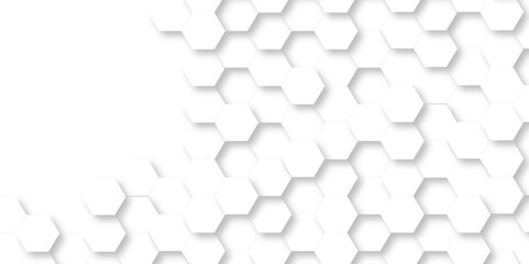 Abstract hexagonal futuristic geometric backdrop White 3d embossed creative hexagon, honeycomb white hexagon concept design abstract technology vector background, or wallpaper.