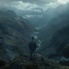 young man standing on the edge of a cliff