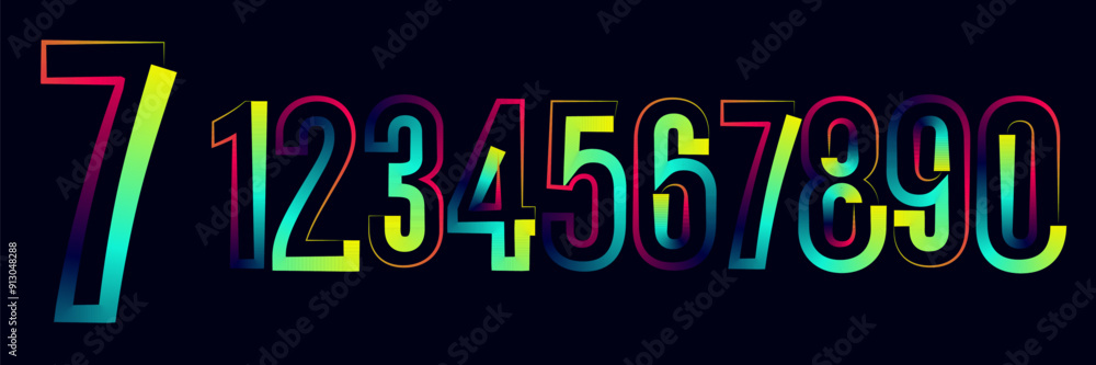 Fototapete vector set of numbers, set numbers, gradient numbers