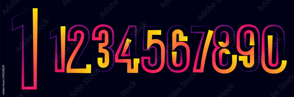 Poster vector set of numbers, set numbers, gradient numbers