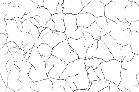 Vector and clip art pattern with many cracks and scratches. Cracked barren desert earth on background banner caused by drought from global warming.