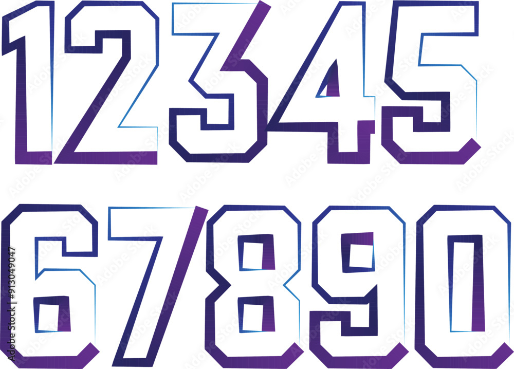 Fototapete vector set of numbers, set numbers, gradient numbers