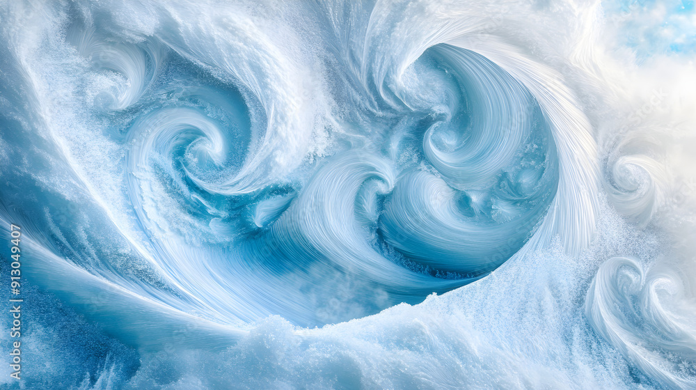 Poster a dynamic swirl of blue and white waves creates an abstract oceanic scene, evoking feelings of movem