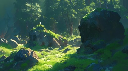 green moss on a rock