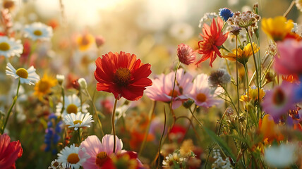 A Tranquil Image of a Vibrant Flower Garden and Fountain
