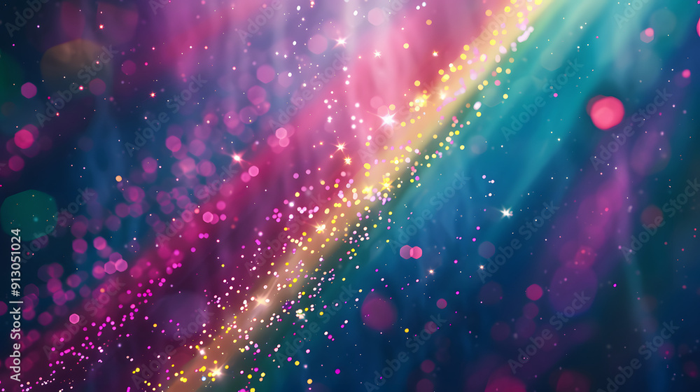 Poster a prism splitting white light into a rainbow fan. diversity in design concepts. suspended in a starr