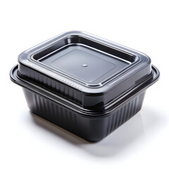 blank black plastic food container