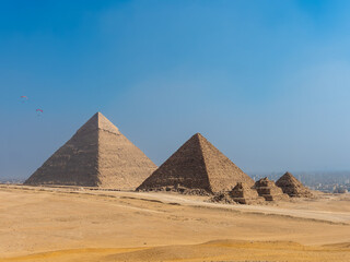 Panoramic view Pyramid of Giza in El Cairo Egypt