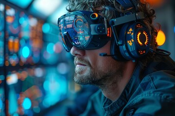 Advanced VR simulation for maritime training, featuring futuristic technology and virtual reality.