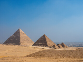 Panoramic view Pyramid of Giza in El Cairo Egypt