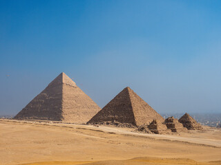 Panoramic view Pyramid of Giza in El Cairo Egypt