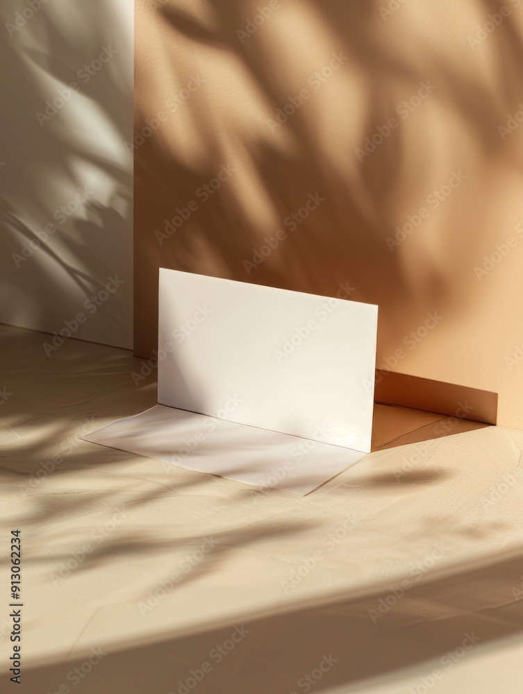 Poster blank card mockup with natural light and shadows. minimalist blank card mockup featuring a white car