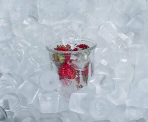 strawberry in ice