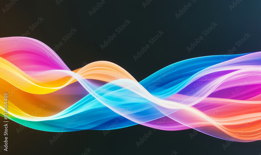 Wall mural vibrant abstract background with colorful curves and wavy lines