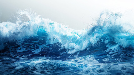 Powerful ocean wave isolated on transparent background showcasing the raw energy of the sea