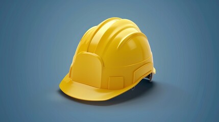Yellow hard hat on a blue background, angled view.