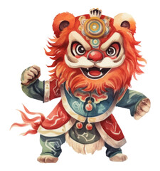 Fototapeta premium PNG Lion dance cartoon representation celebration.