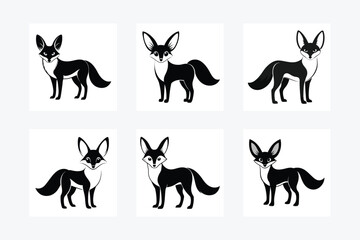 Set of minimalist fox vector silhouette 