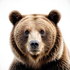 Obraz premium brown bear isolated on white, close up of a bear, bear isolated