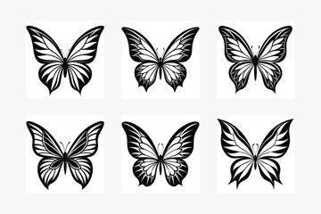 Naklejka premium Set of Butterfly vector silhouette 