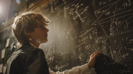 Young learner engaging with advanced math equations