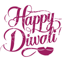 Happy Diwali Poster with Diya Lamp and Peacock Vector Illustration. 