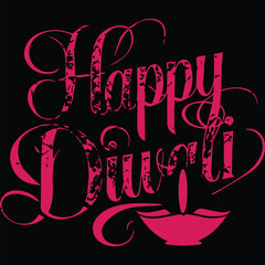 Happy Diwali Poster with Diya Lamp and Peacock Vector Illustration. 